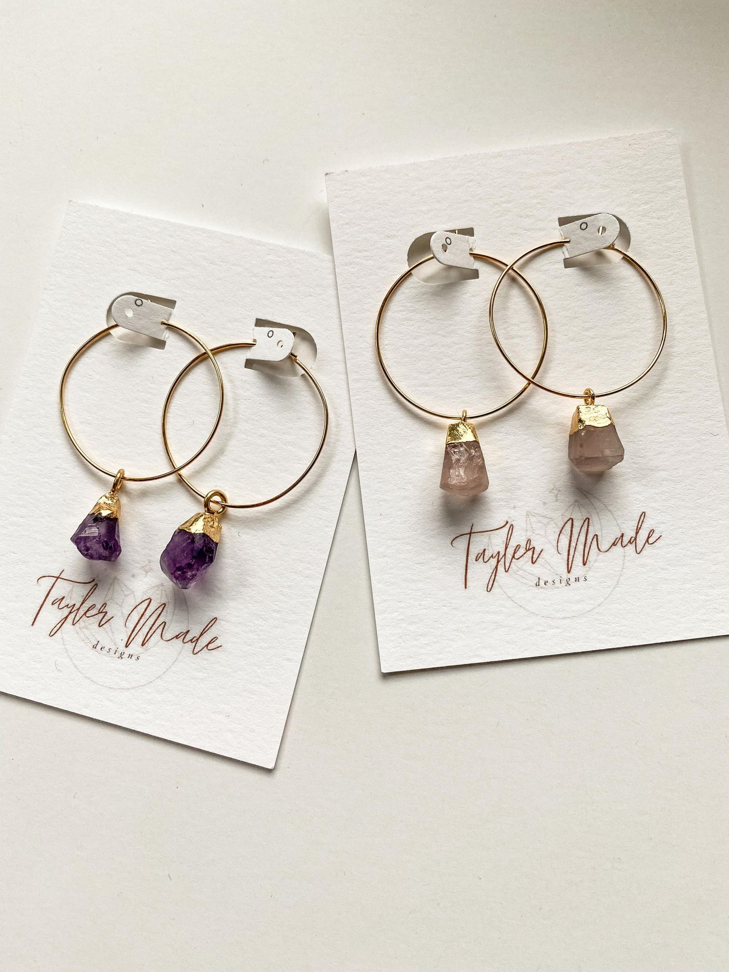 Gold Dipped Amethyst Hoops