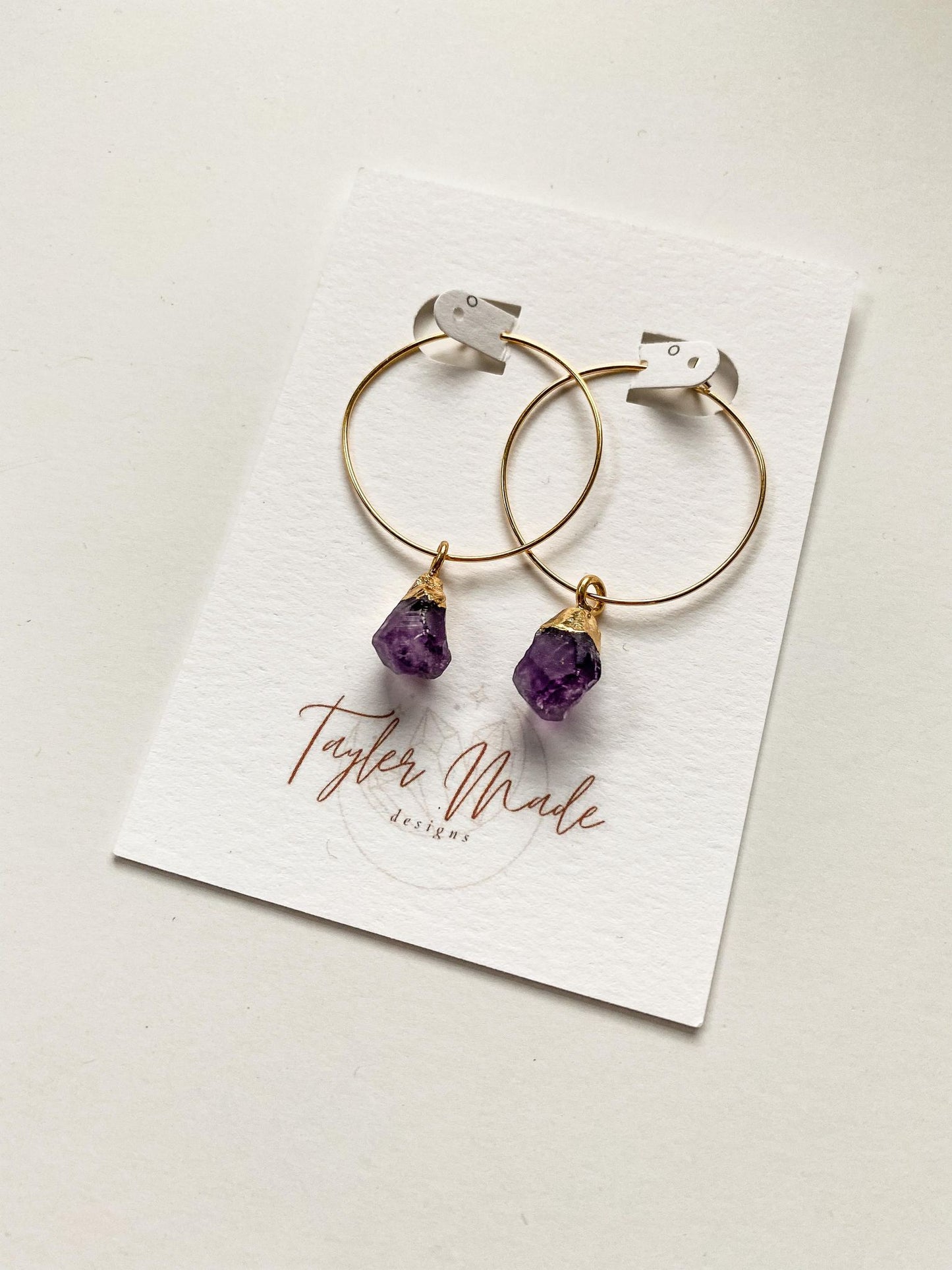Gold Dipped Amethyst Hoops