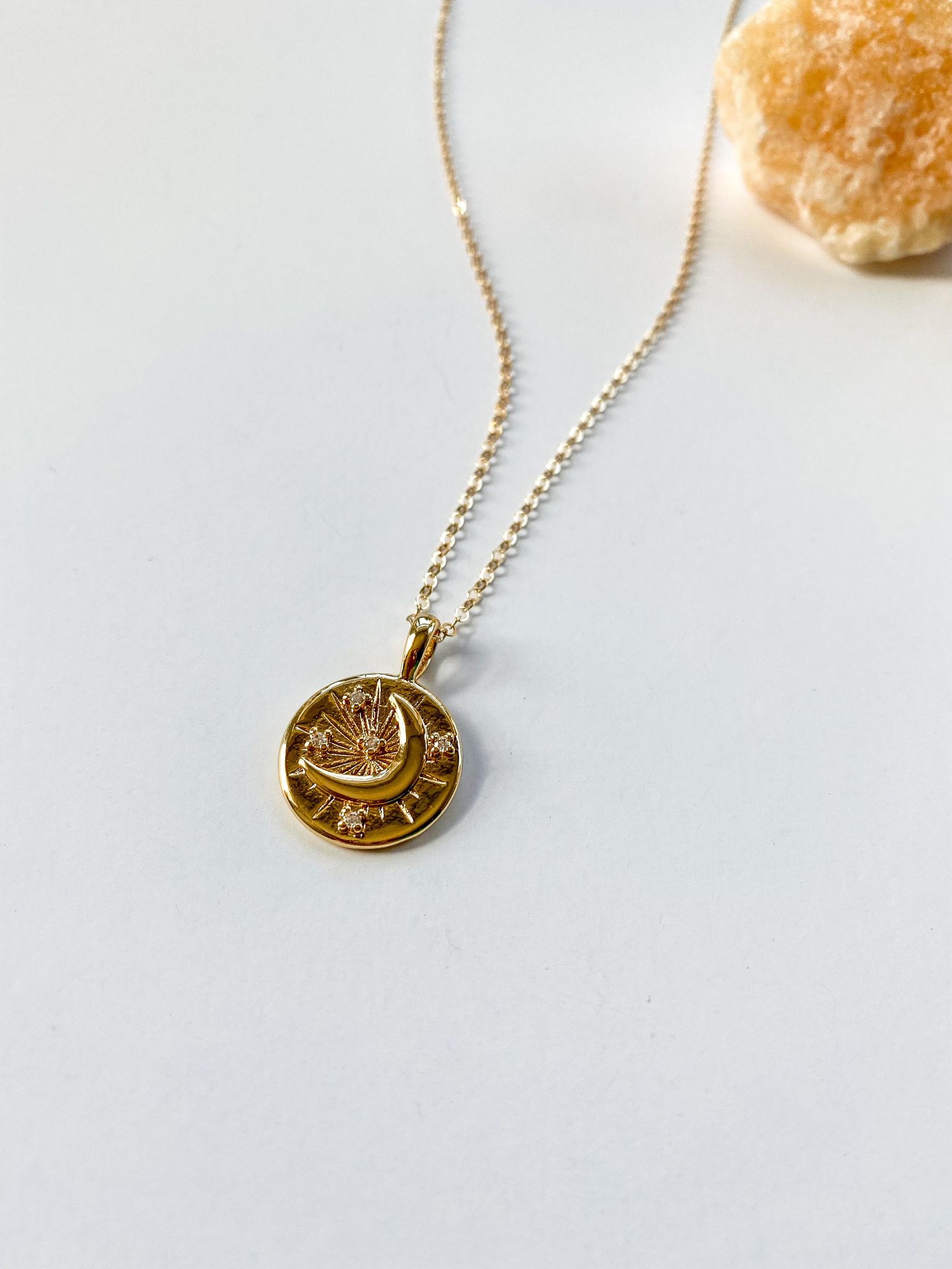 Gold plated crescent moon on sale necklace