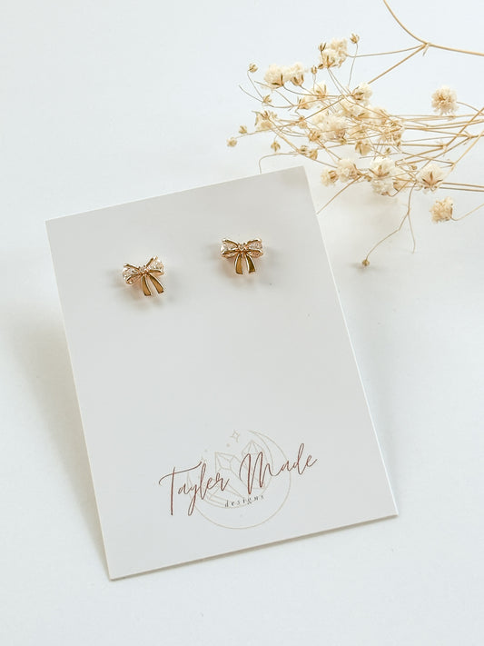 Gold Bow Studs