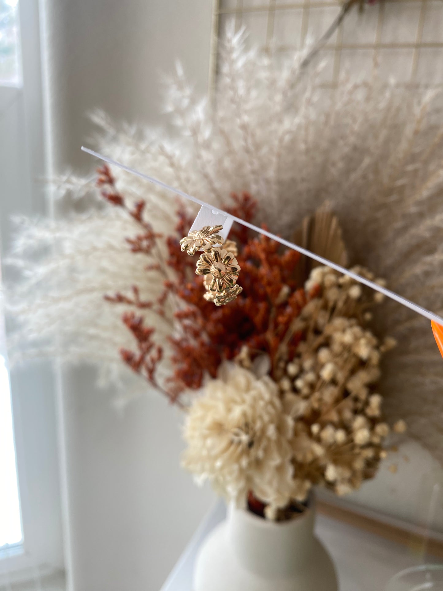 Gold Sunflower Hoop Earrings