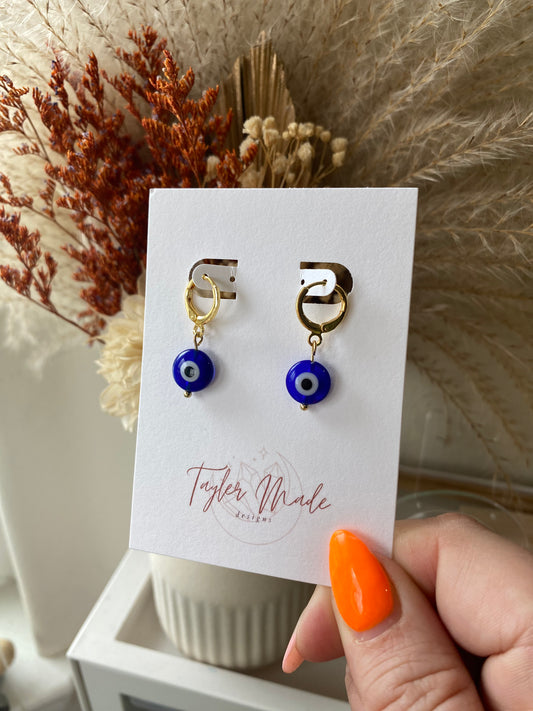 Evil Eye Huggie Hoops