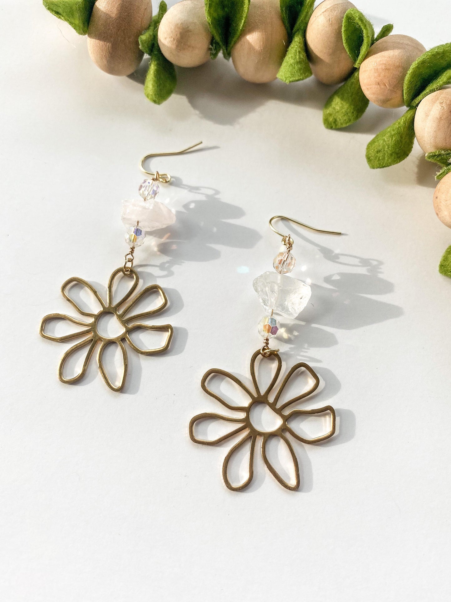 Rose Quartz Daisy Earrings