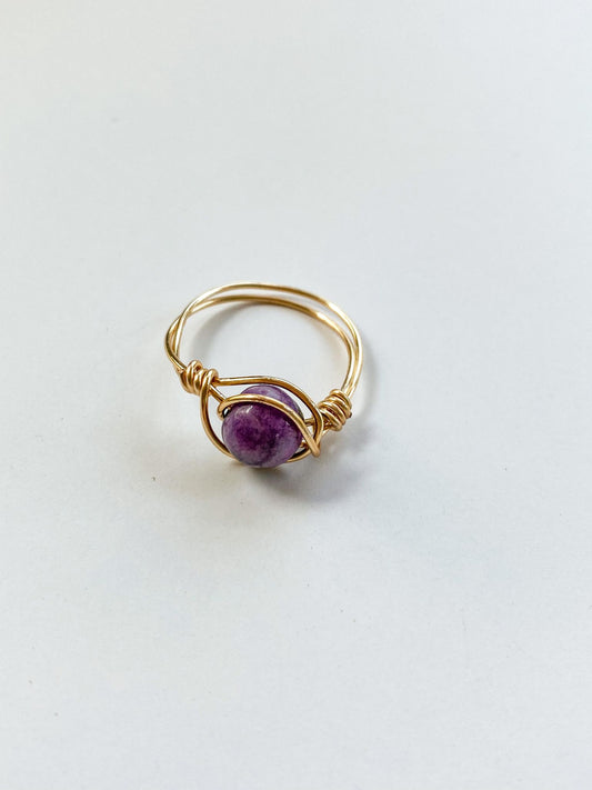 Purple Agate Wire-Wrapped Ring