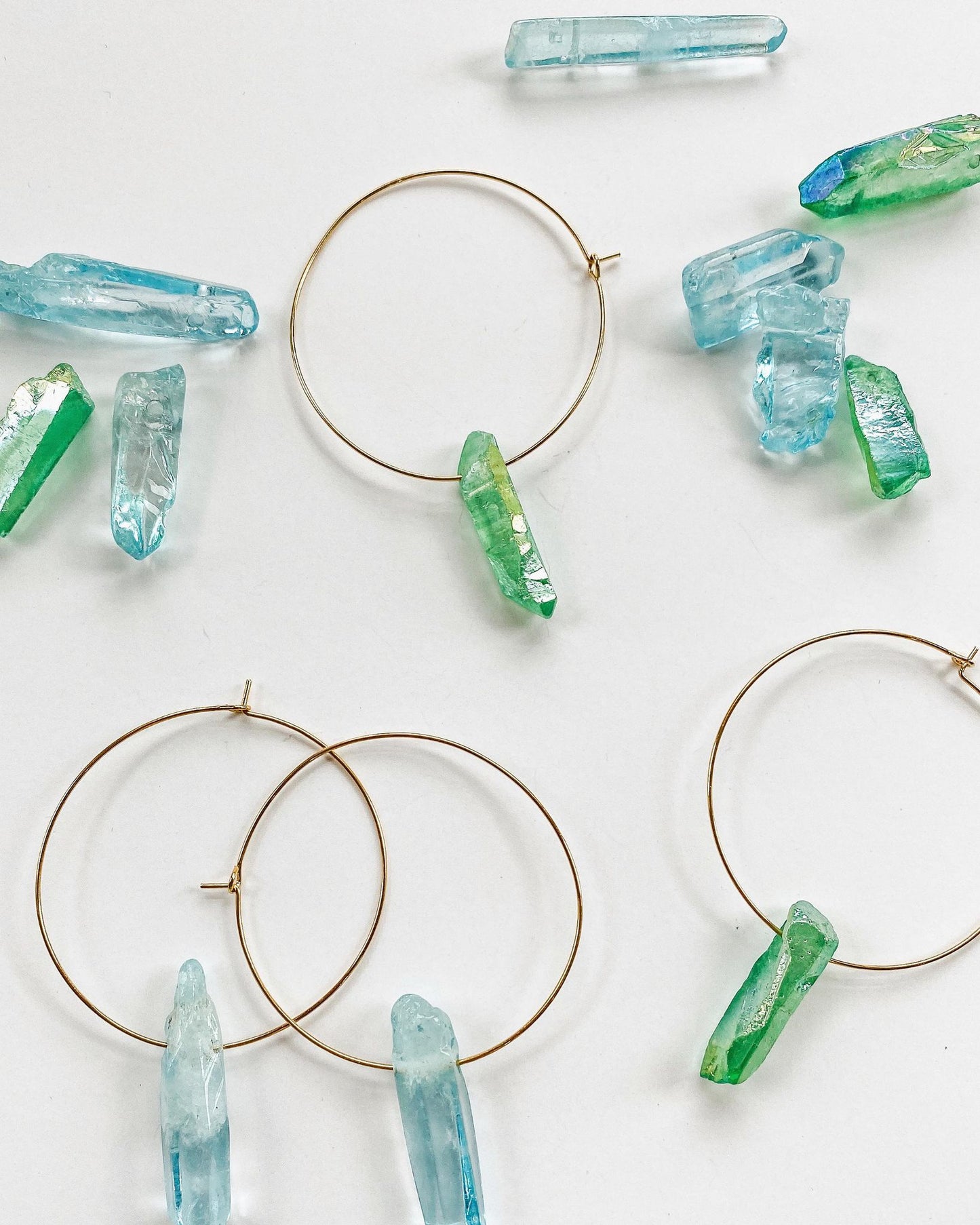 Colored Crystal Hoops