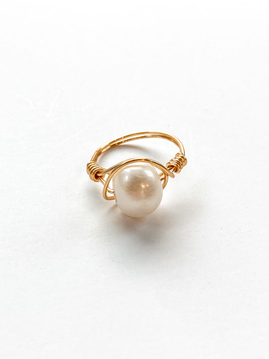 Freshwater Pearl Wire Wrapped Ring