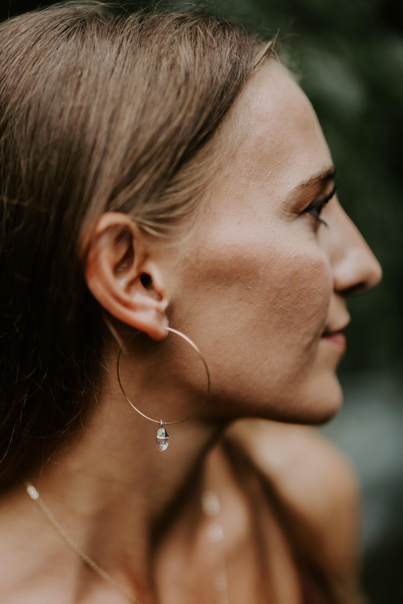 Smoky Herkimer Diamond Hoops