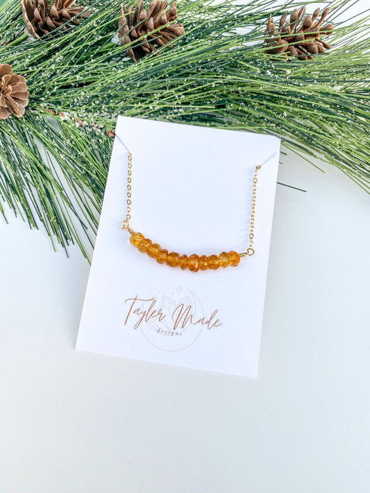 Citrine Gemstone Bar Necklace