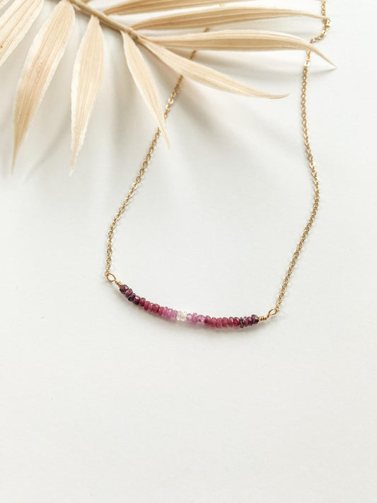 Ombre' Ruby Bar Necklace