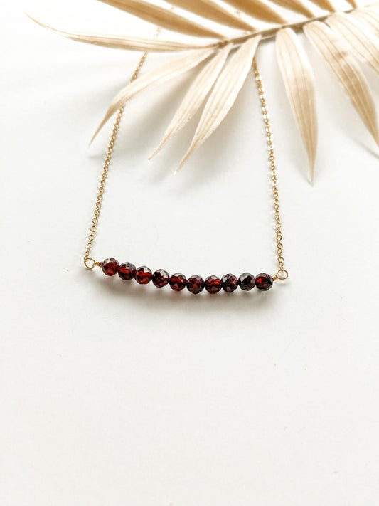 Garnet Bar Necklace