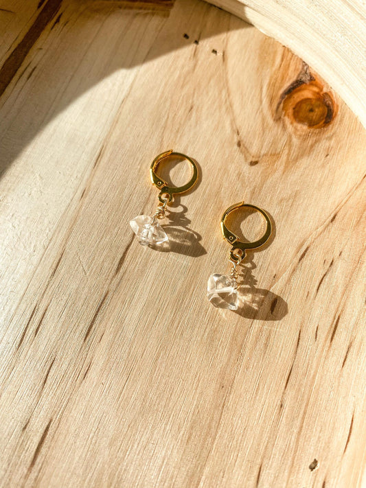 Herkimer Diamond Huggie Earrings