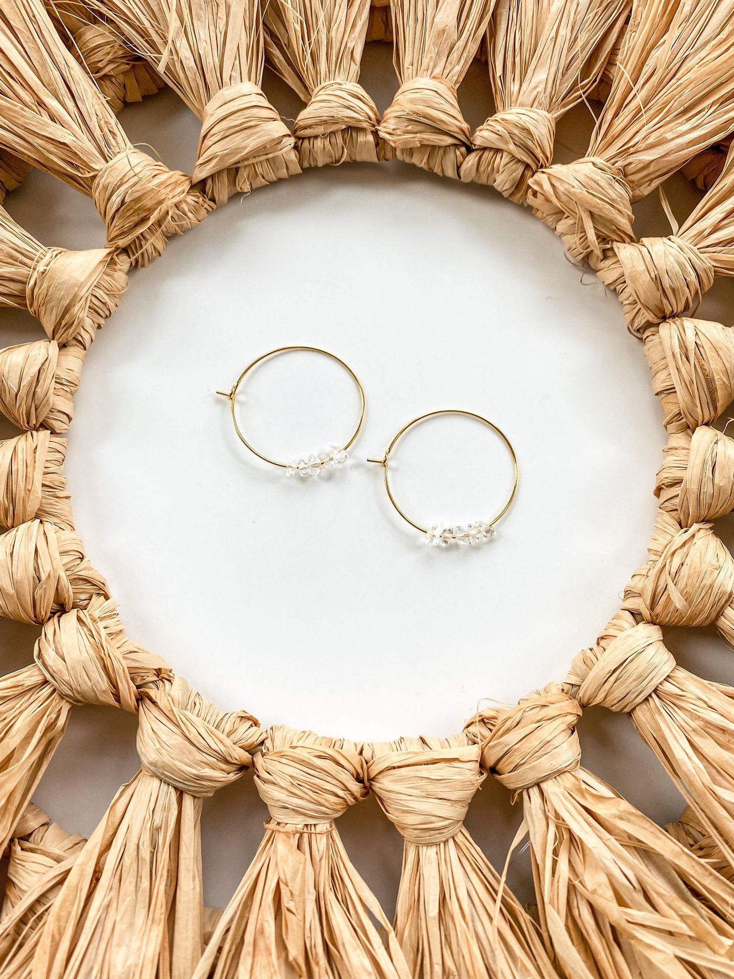 Mini Herkimer Diamond Cluster Hoops