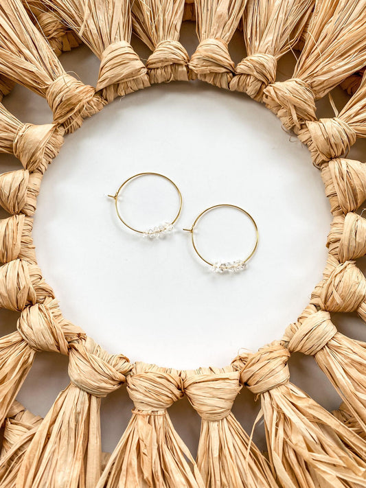 Mini Herkimer Diamond Cluster Hoops