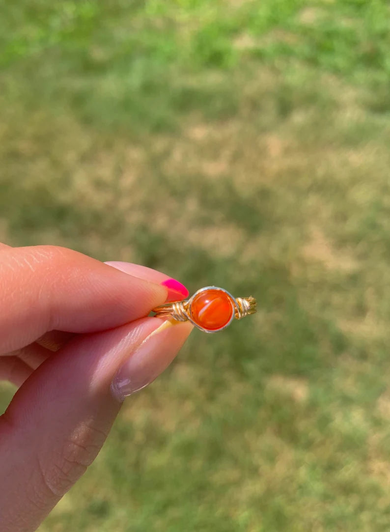 Carnelian Wire Wrapped Ring