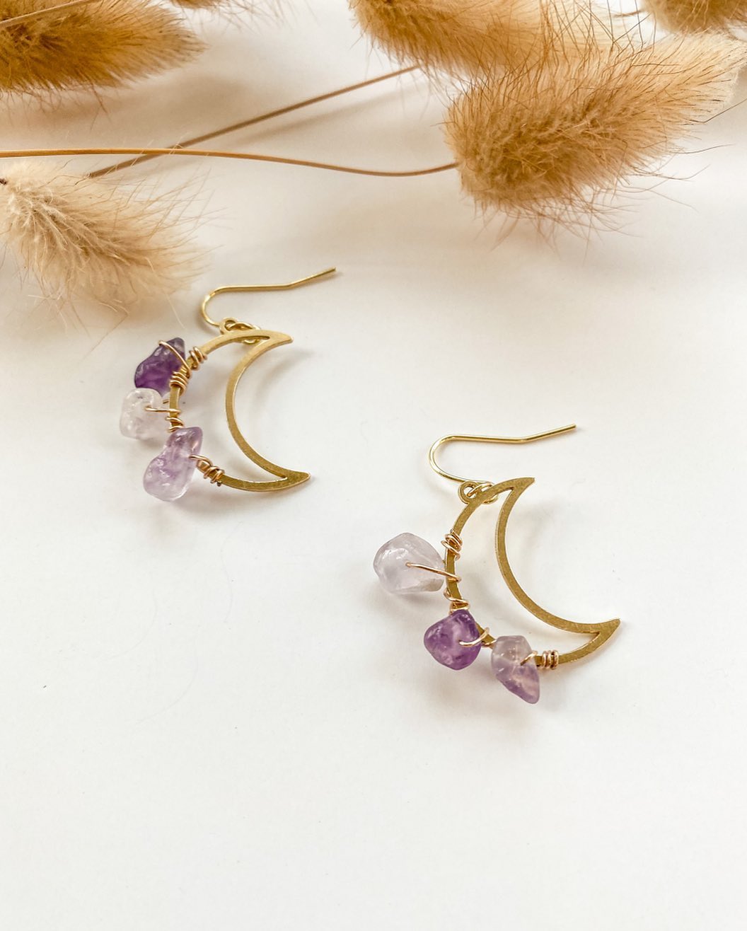 Crystal Wrapped Mini Moon Earrings